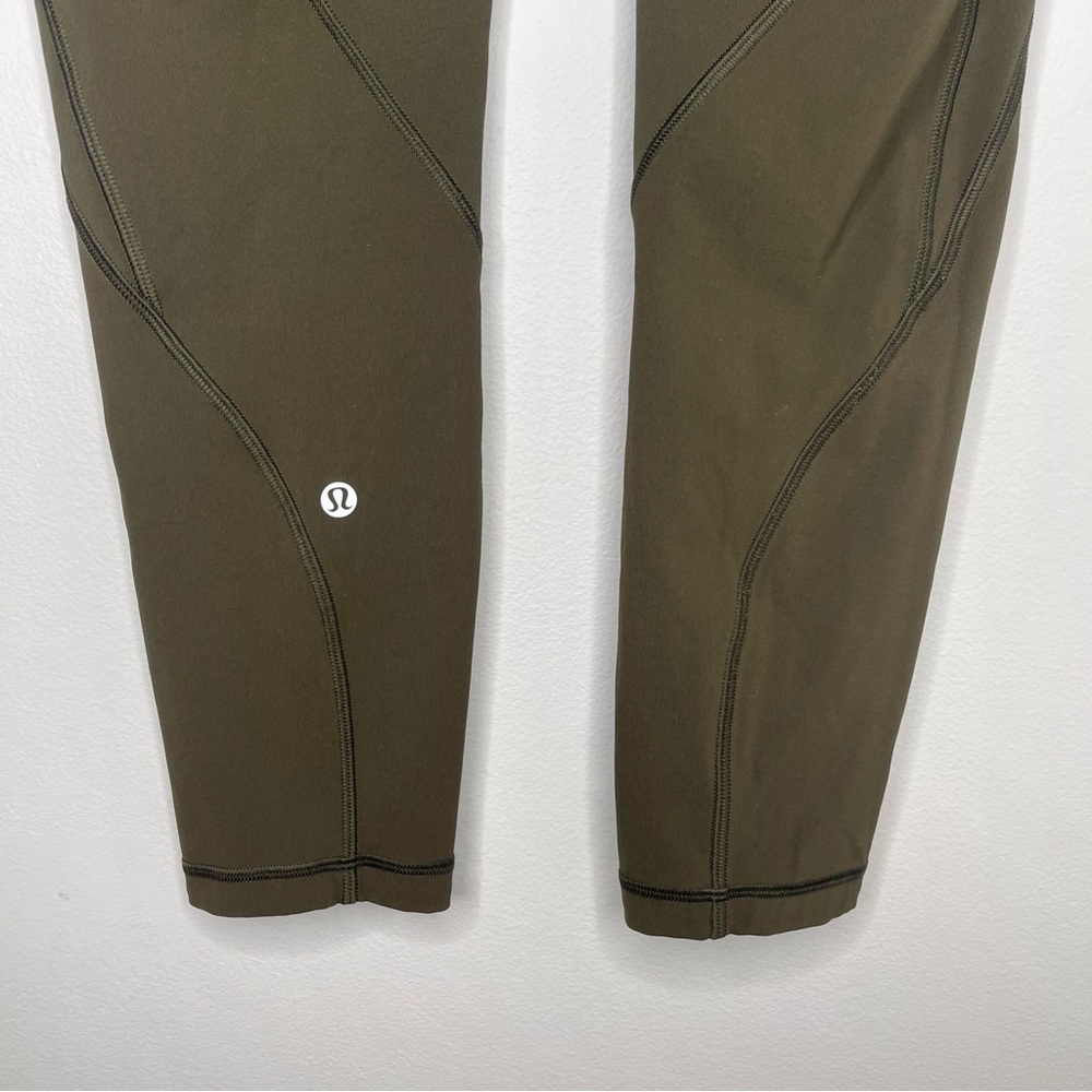 Lululemon Time to Sweat Crop Sz 6 Dark Olive  High Waist Leggings - Picture 6 of 8
